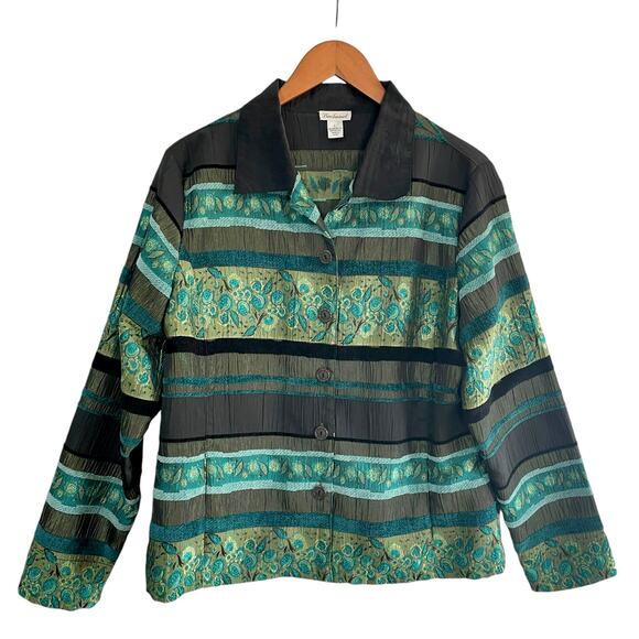 Bechamel Vintage Multiprint Multitextural Green Blazer LG Fairy Whimsical Unique - Picture 1 of 9